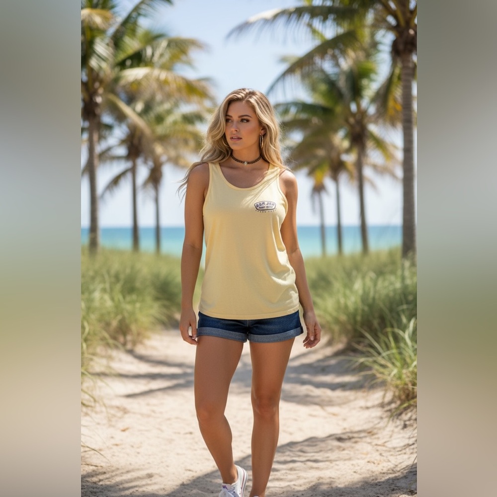 Ron Jon Surf Shop Grand Turk Tank Top Unisex Yellow Comfort Colors Medium Shirt